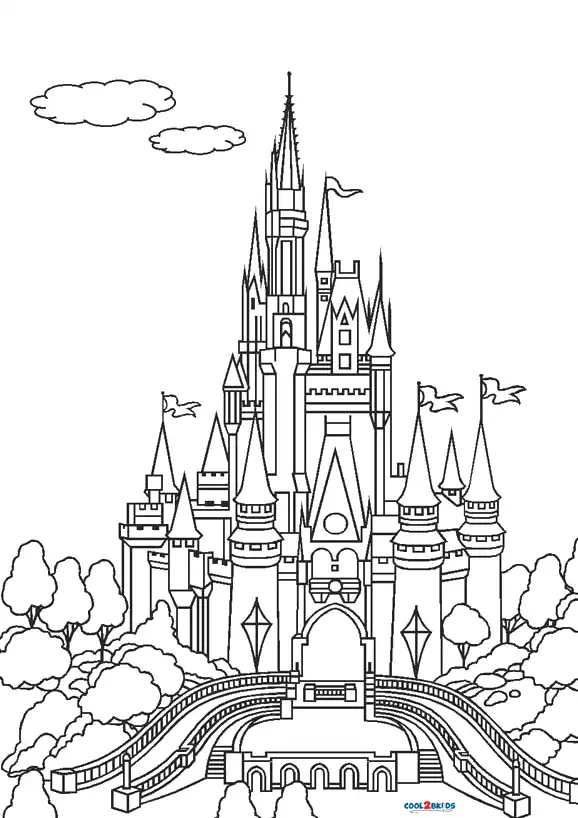 Free printable cinderella castle coloring pages for kids