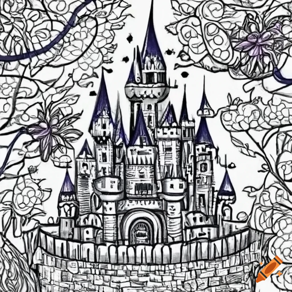 Disney castle coloring page on