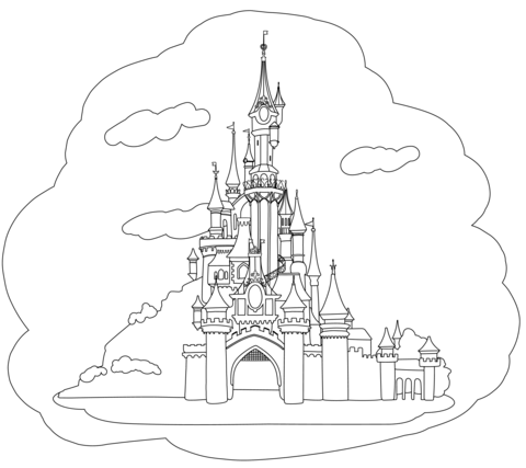 Disneyland castle coloring page free printable coloring pages