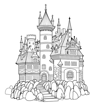 Halloween castle colouring page cliparts stock vector and royalty free halloween castle colouring page illustrations