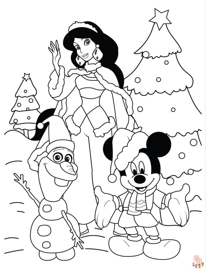 Disney christmas coloring pages free printable for kids