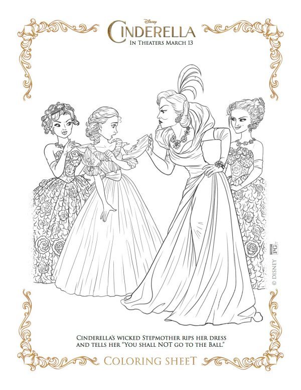 Disney cinderella free printable coloring page