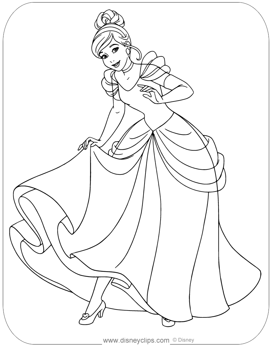 Coloring page of cinderella showing off her glass slippers disney disneyprincess ciâ cinderella coloring pages disney princess colors barbie coloring pages