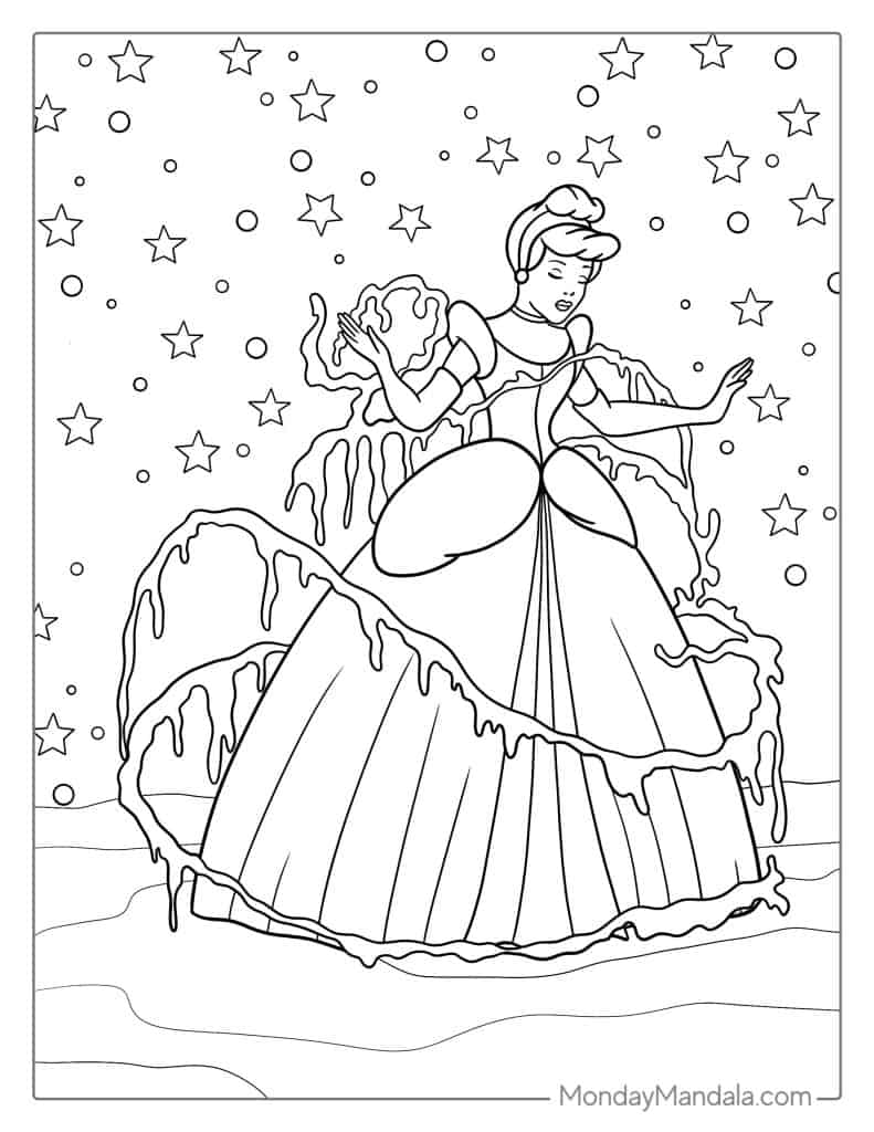 Cinderella coloring pages free pdf printables