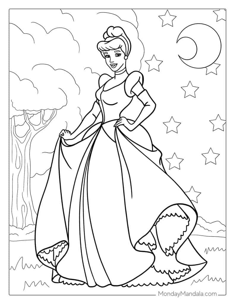 Cinderella coloring pages free pdf printables