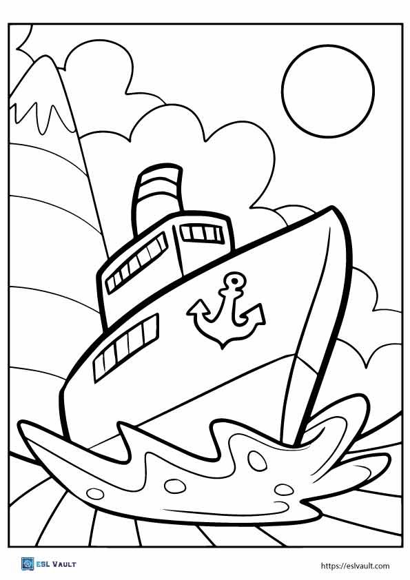 Free ship coloring pages