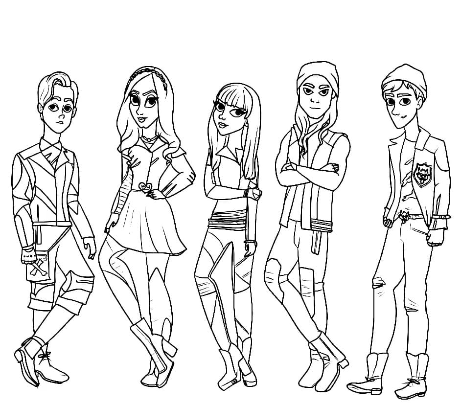 Disney cartoon descendants coloring page