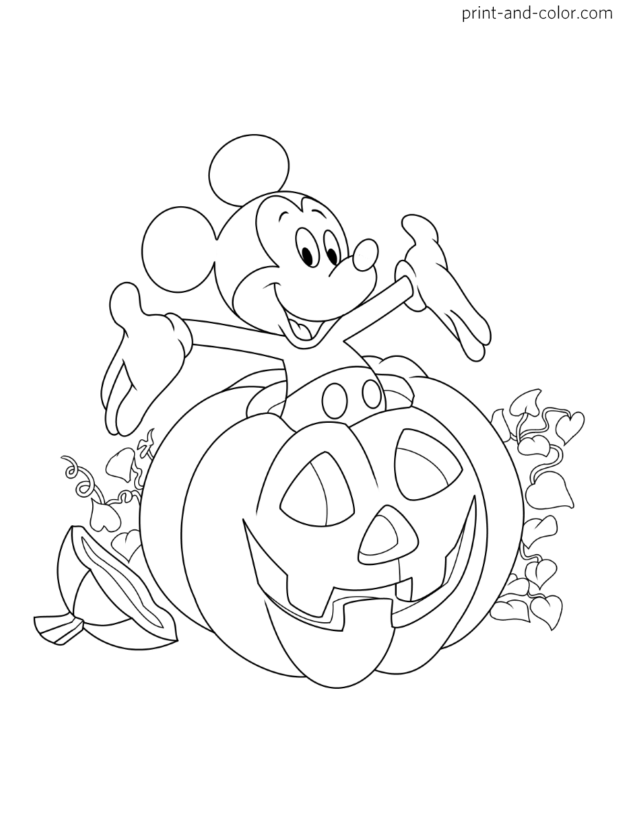 Mickey mouse halloween coloring pages print and color