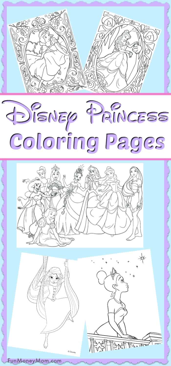 Disney princess coloring pages fun money mom
