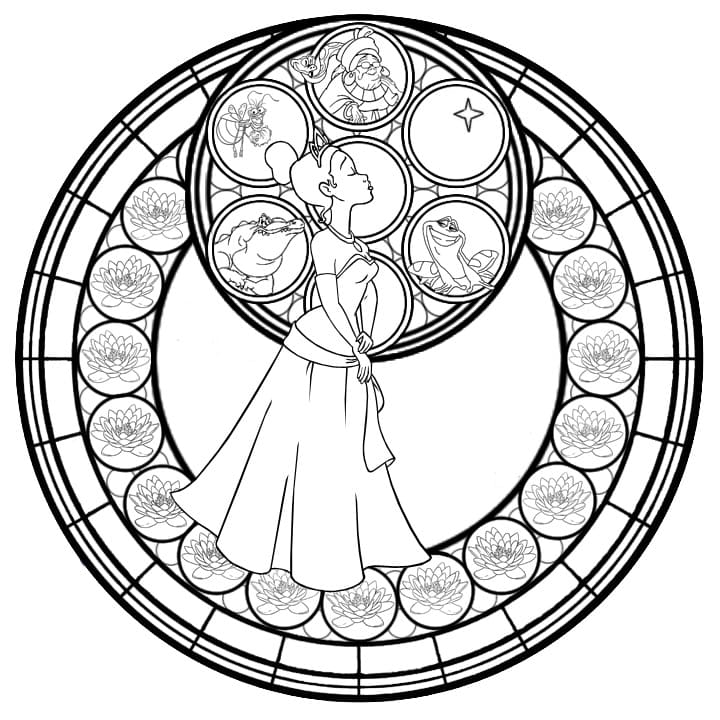 Princess tiana mandala coloring page