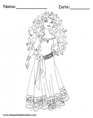 Princess merida from brave coloring page