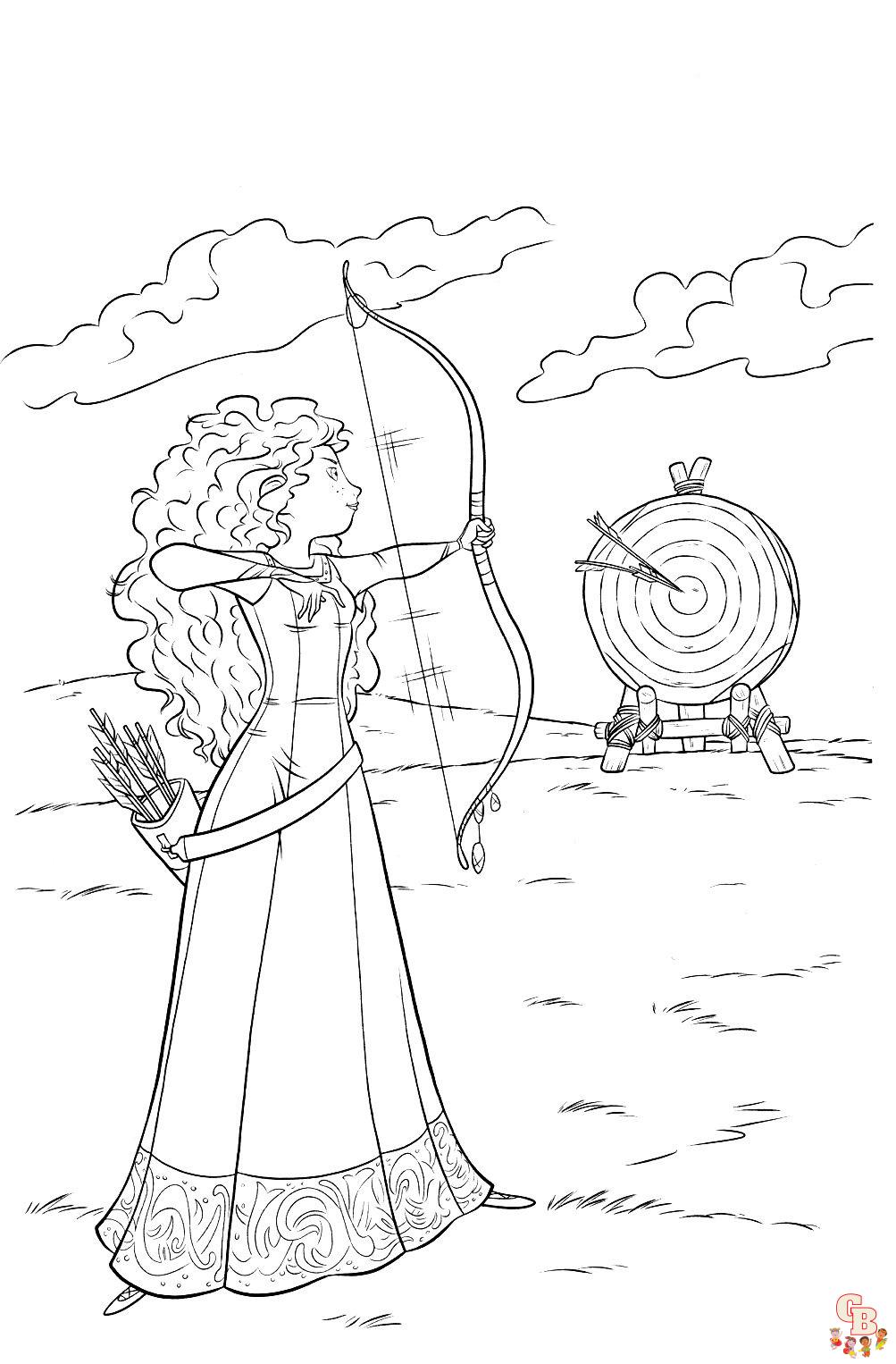 Merida archery coloring pages free printable fun