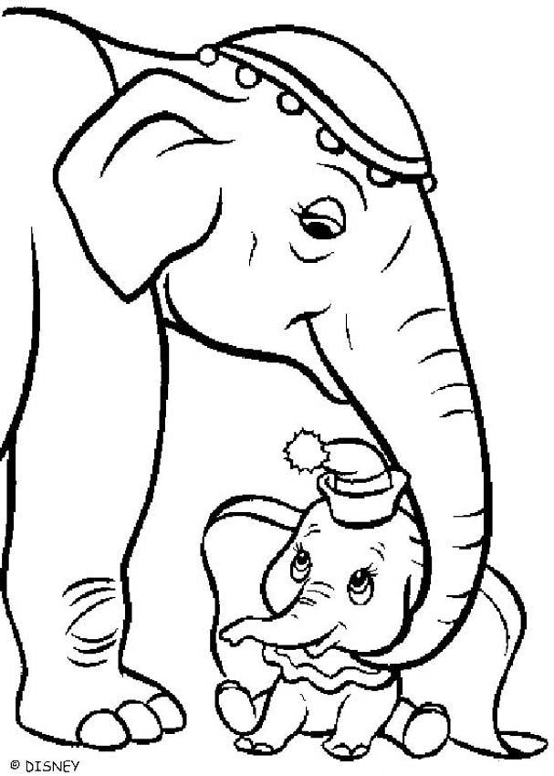 Dumbo with his mother coloring pages