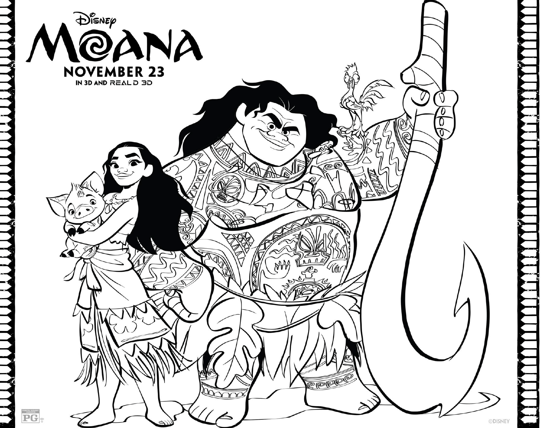 Free moana coloring pages inspired by the disney movie