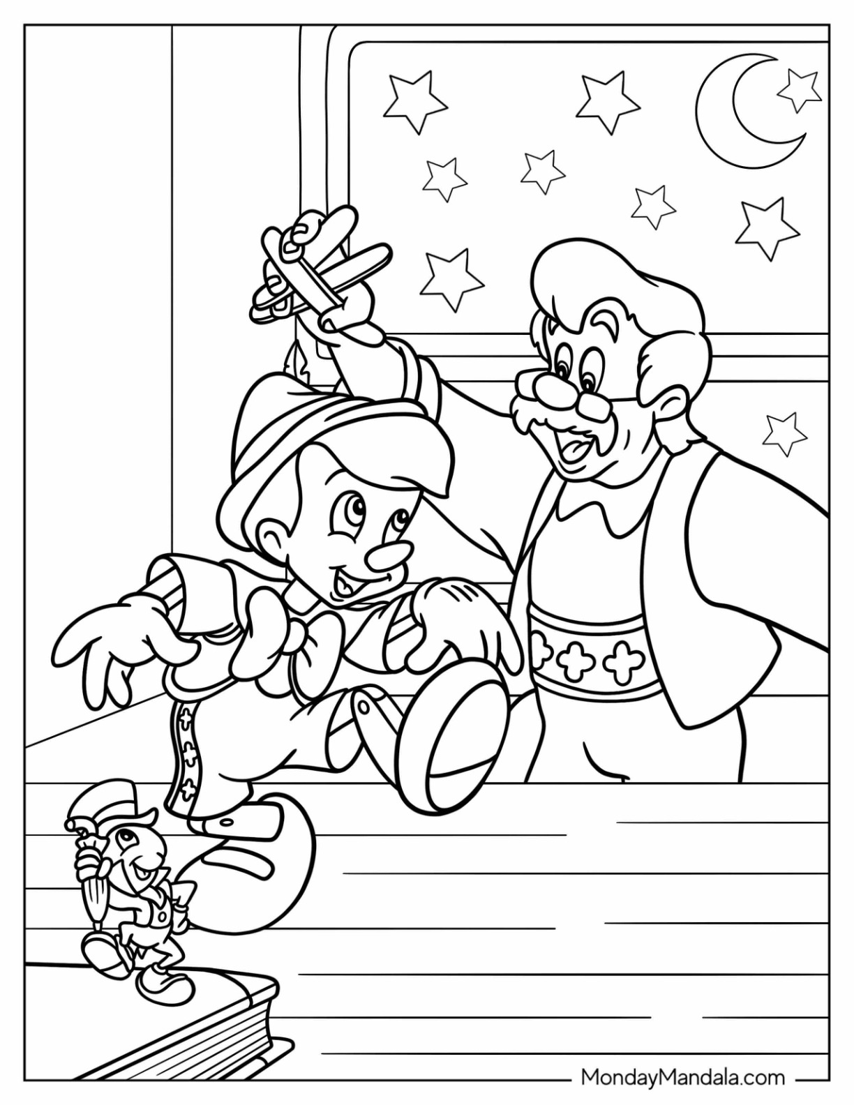 Pinocchio coloring pages free pdf printables