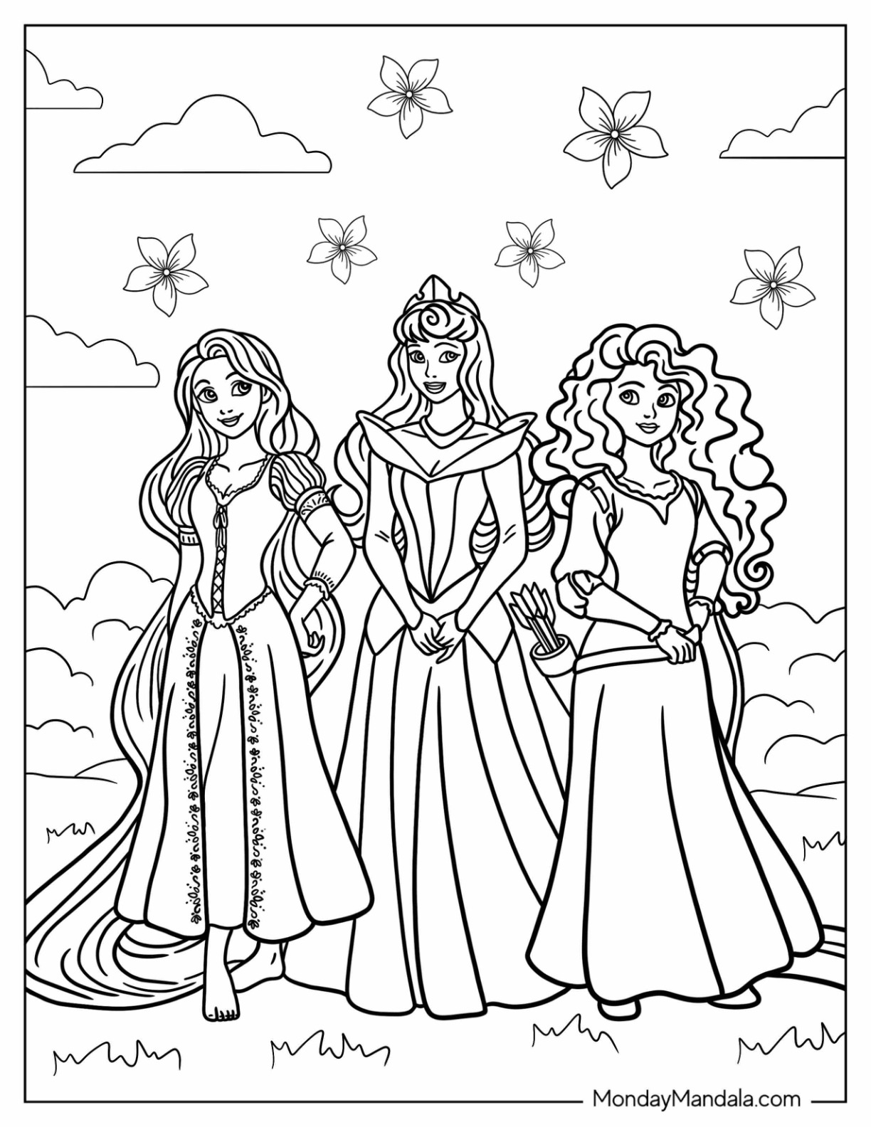 Disney princess coloring pages free pdf printables