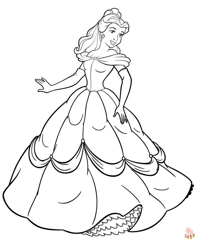 Belle princess coloring pages printable for kids