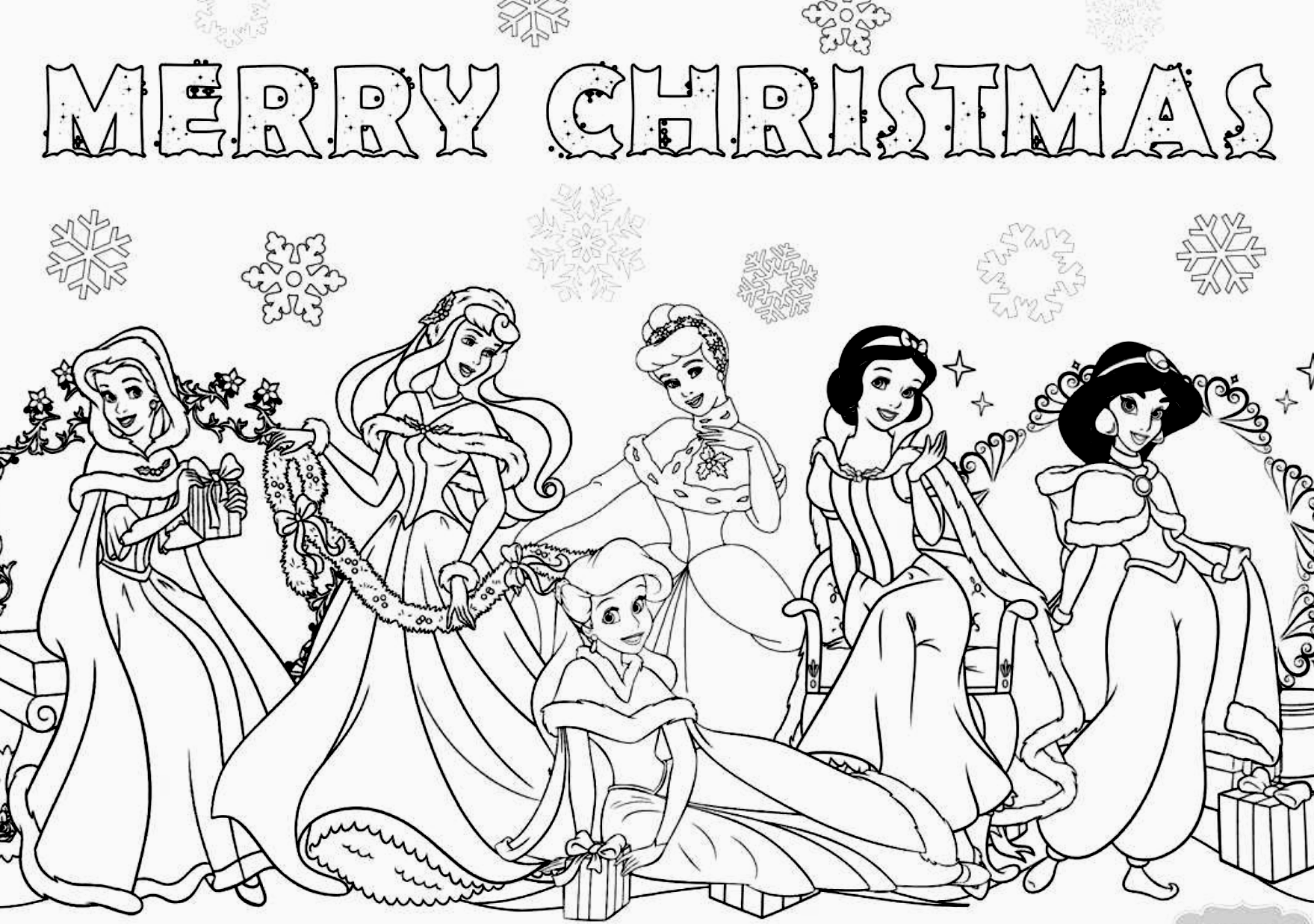 Free printable disneys princesses merry christmas coloring page collecâ princess coloring pages disney princess coloring pages merry christmas coloring pages
