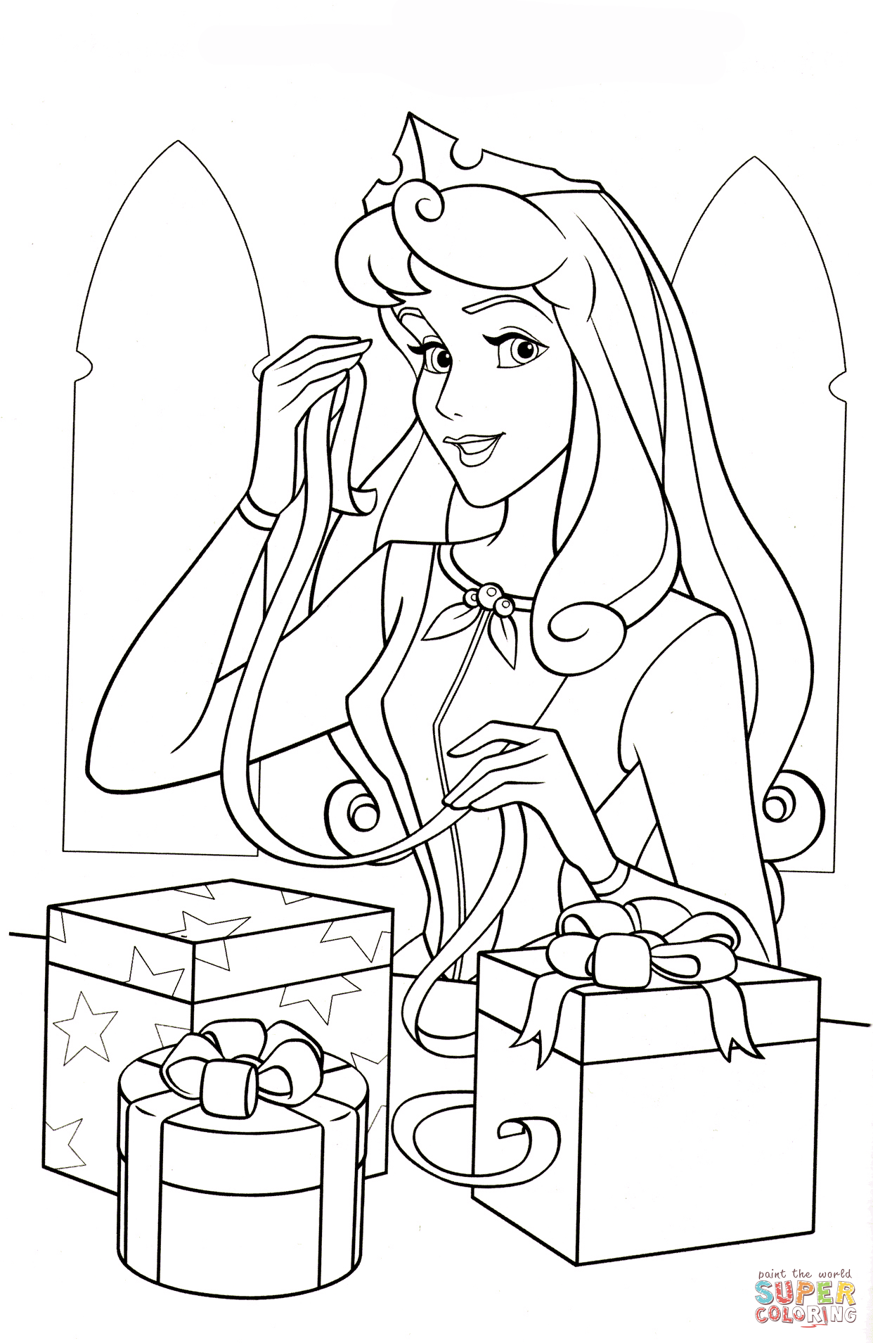 Princess aurora loves christmas coloring page free printable coloring pages