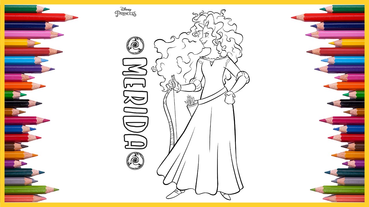 Brave merida disney princess coloring pages draw and colors