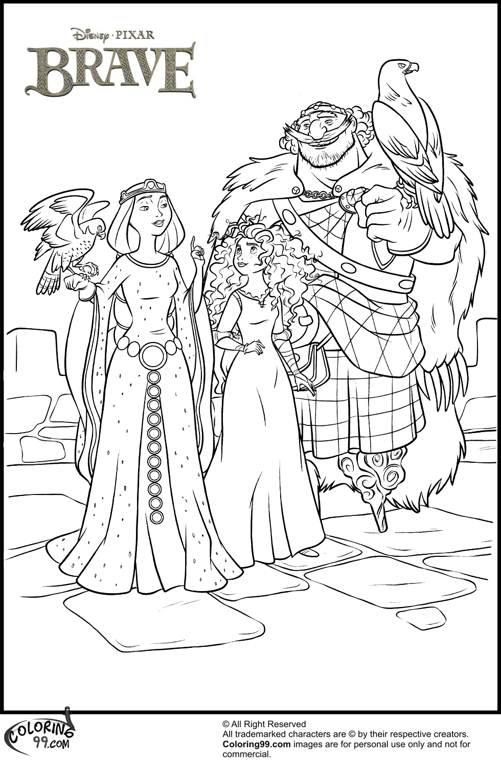 Disney princess merida coloring pages team colors