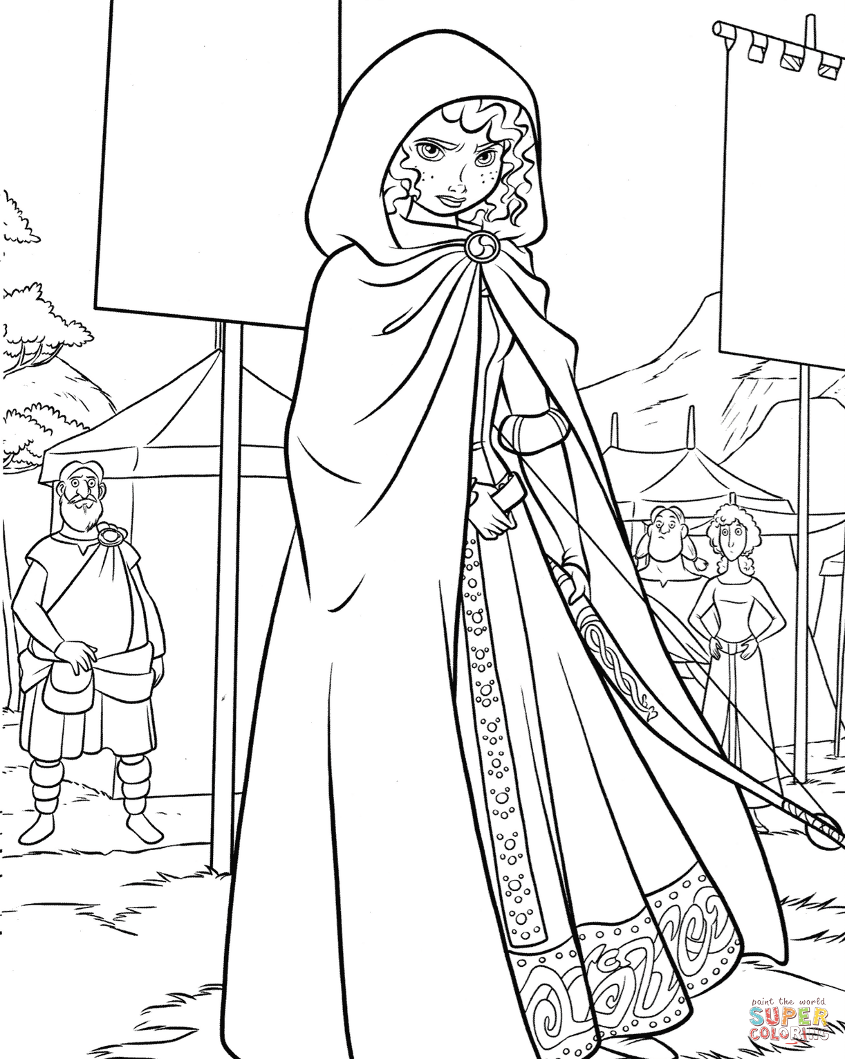 Princess merida on a highland games coloring page free printable coloring pages