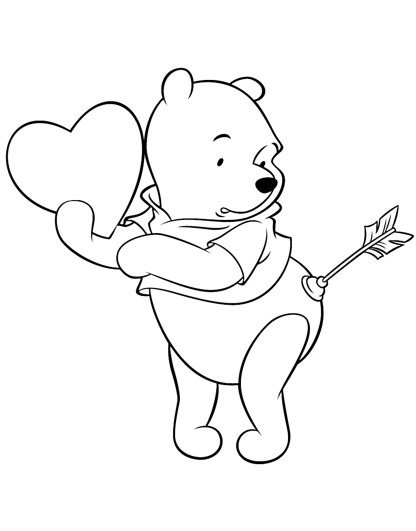 Valentines disney coloring pages