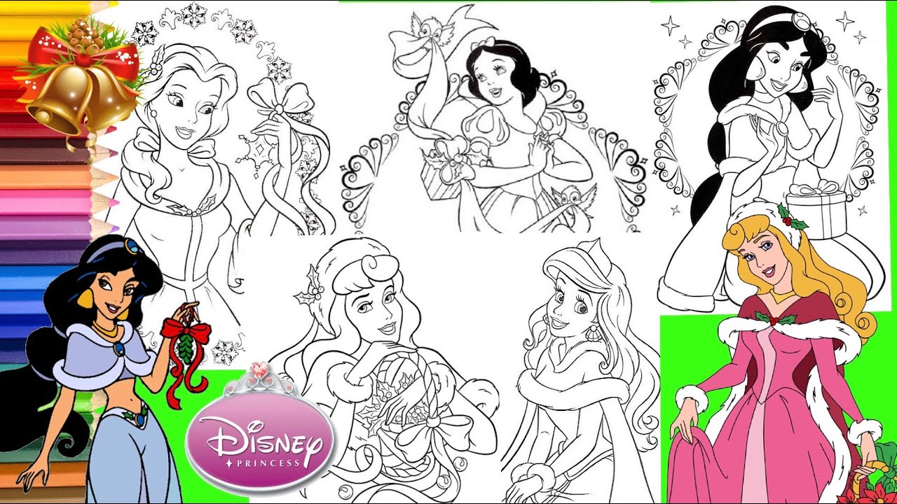 Coloring disney princess jasmine ariel snow white aurora belle