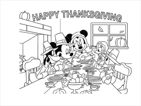 Coloring pages free disney thanksgiving coloring pages