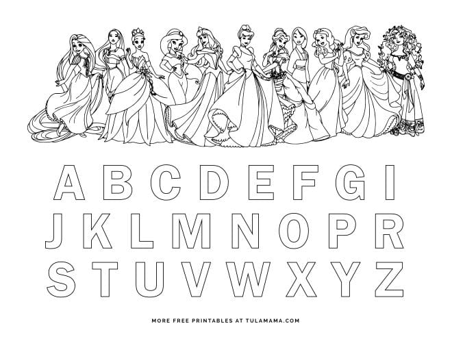 Free printable disney alphabet coloring pages