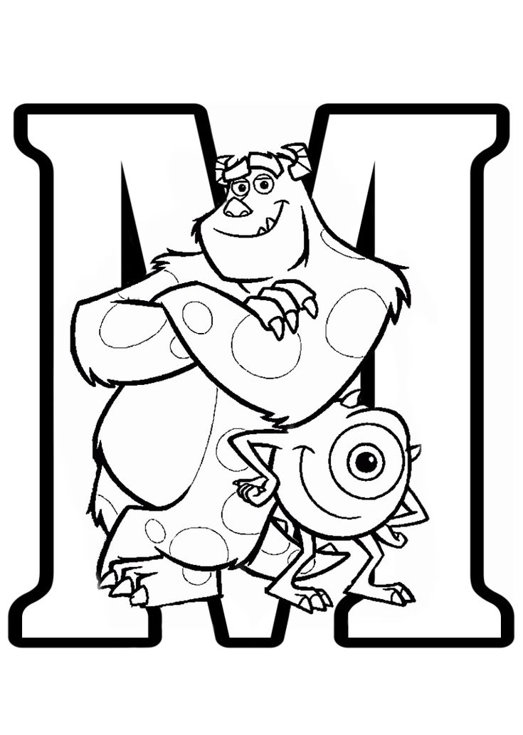 Disney pixar alphabet colouring pages disney coloring pages monster coloring pages coloring books