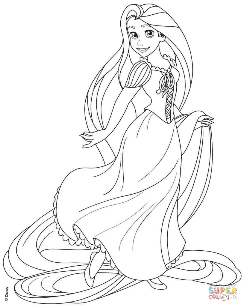 Rapunzel from disney tangled coloring page free printable coloring pages