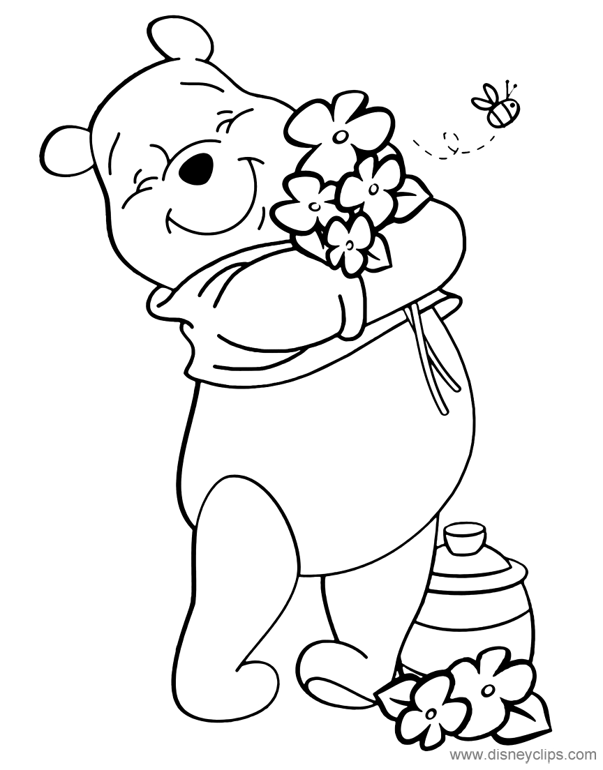 Winnie the pooh spring summer coloring pages