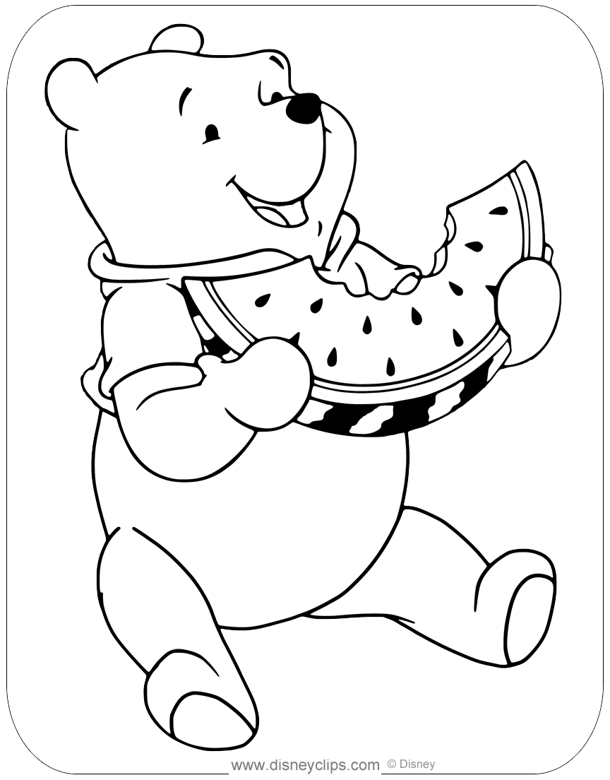 Winnie the pooh spring summer coloring pages