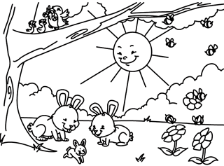 Spring free coloring pages