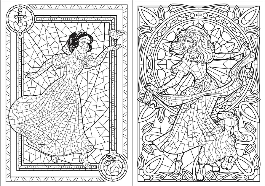 Disney stained glass adult colouring book books