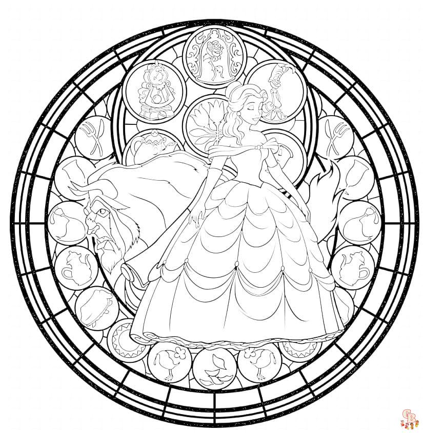 Printable stained glass coloring pages free for kids and adults