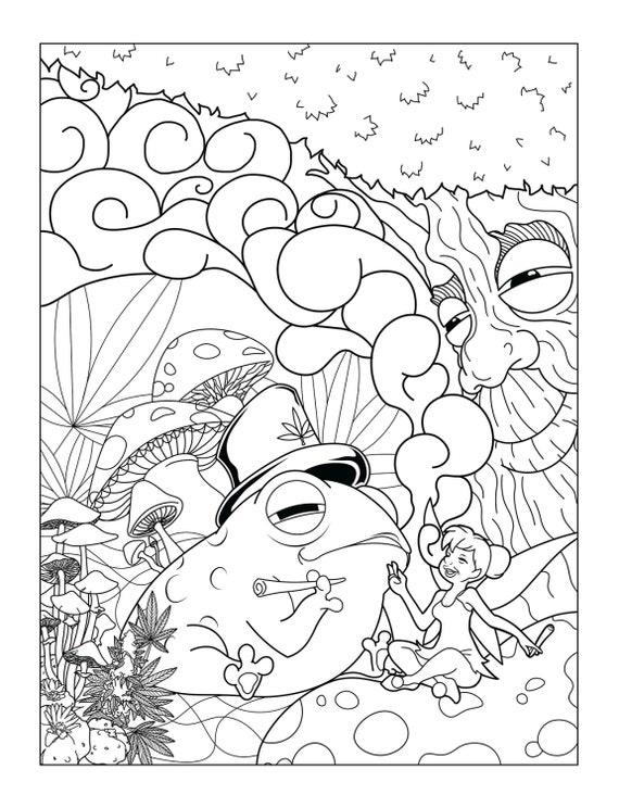 Printable trippy stoner coloring pages instant download adult coloring bookcraft supplies relaxation create art color