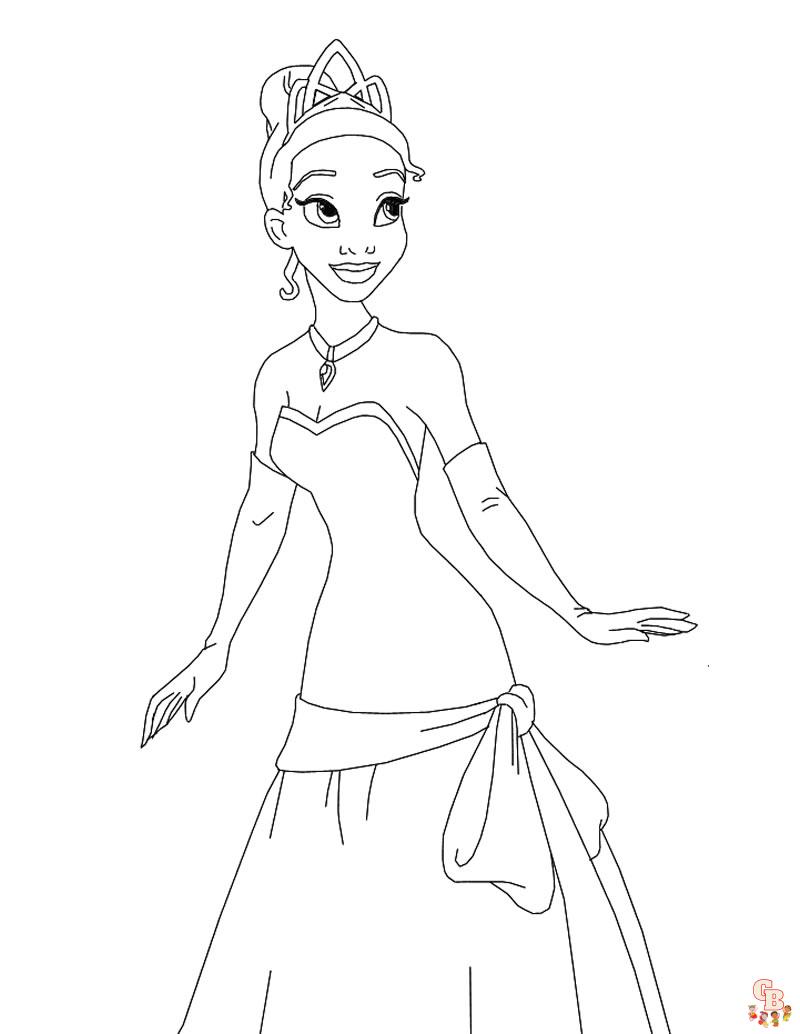 Free printable princess tiana coloring pages for kids