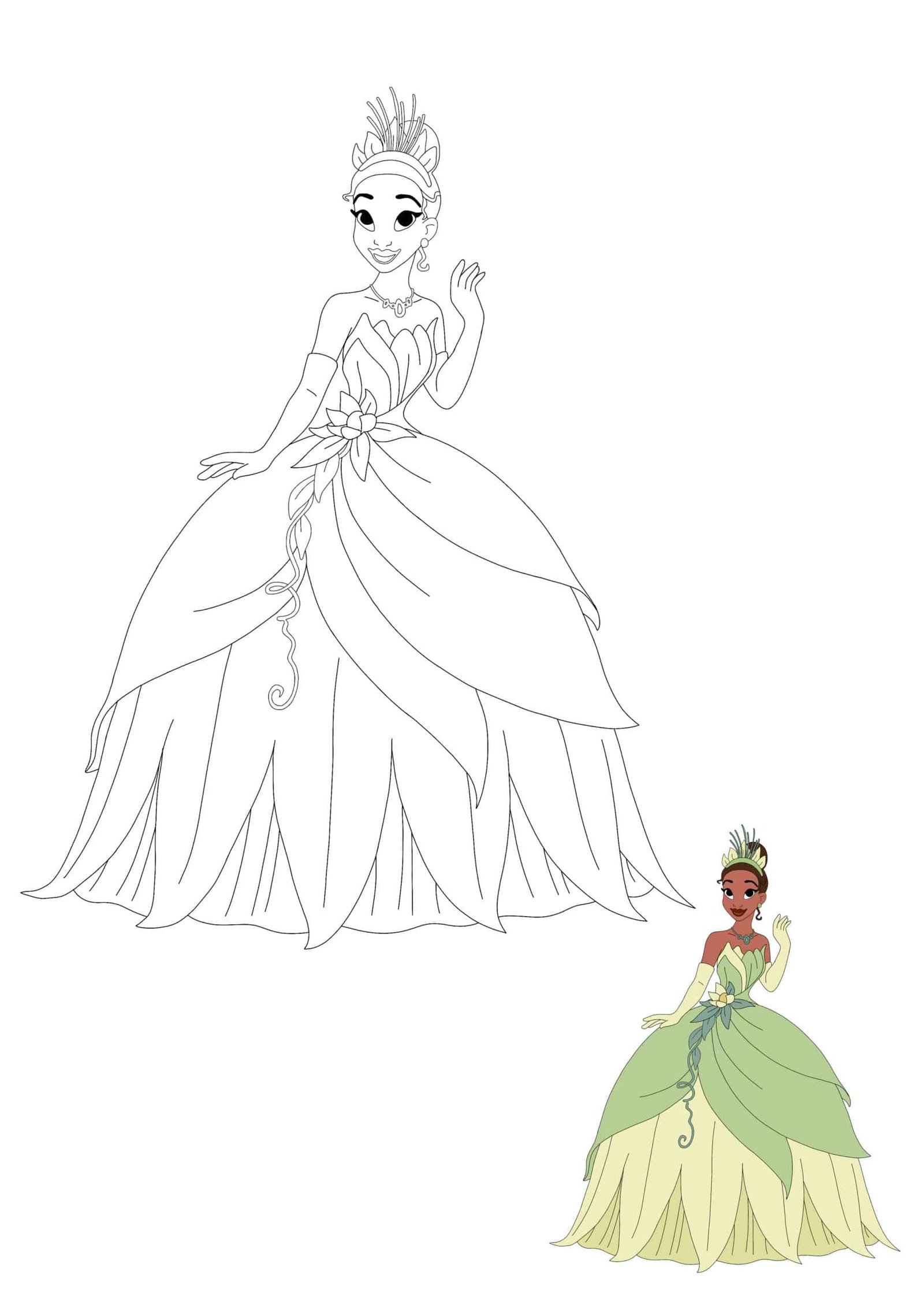 Princess tiana coloring pages