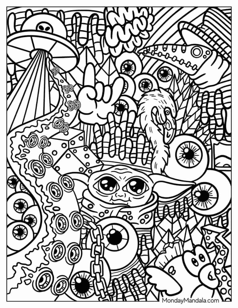 Trippy coloring pages free pdf printables