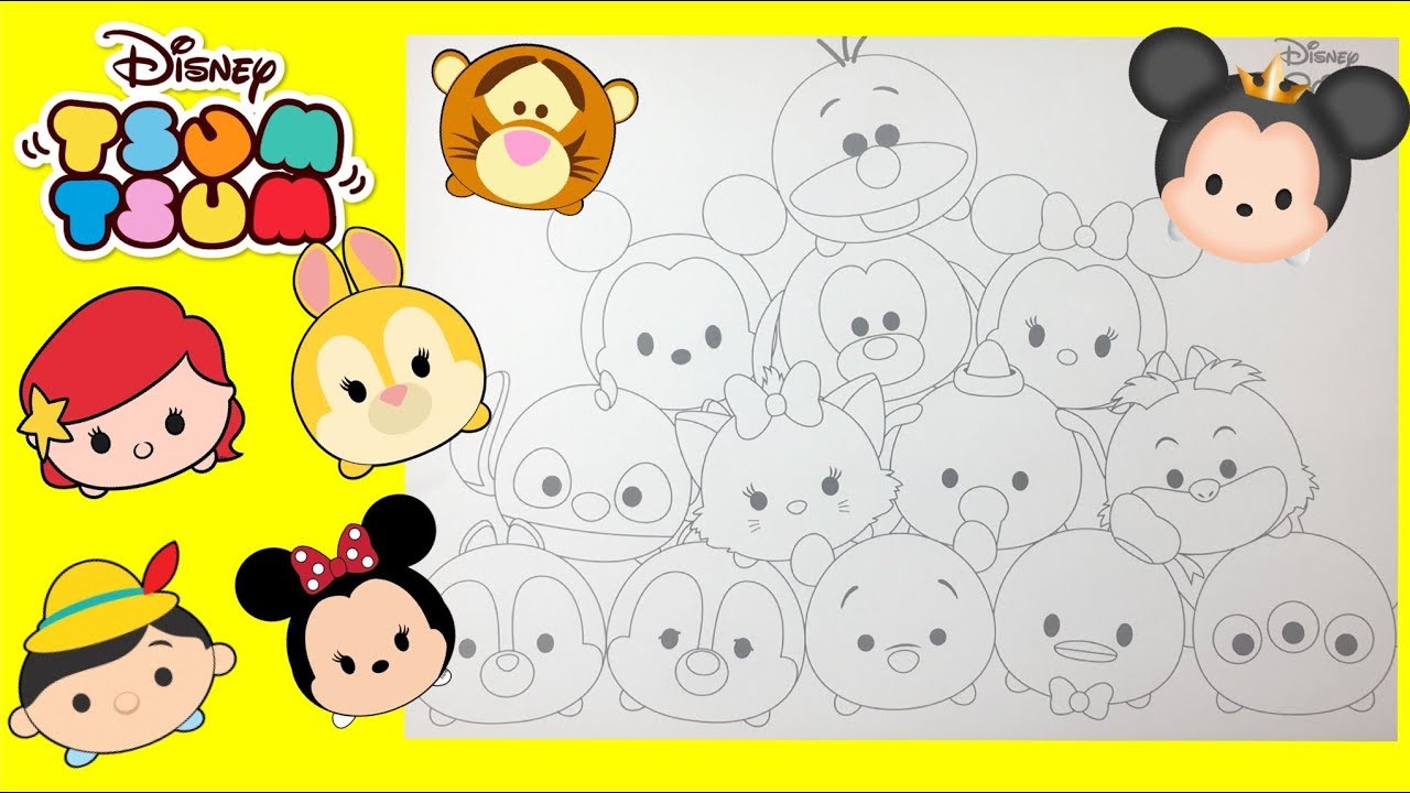 Speed coloring disney tsum tsum for kids preschool learning