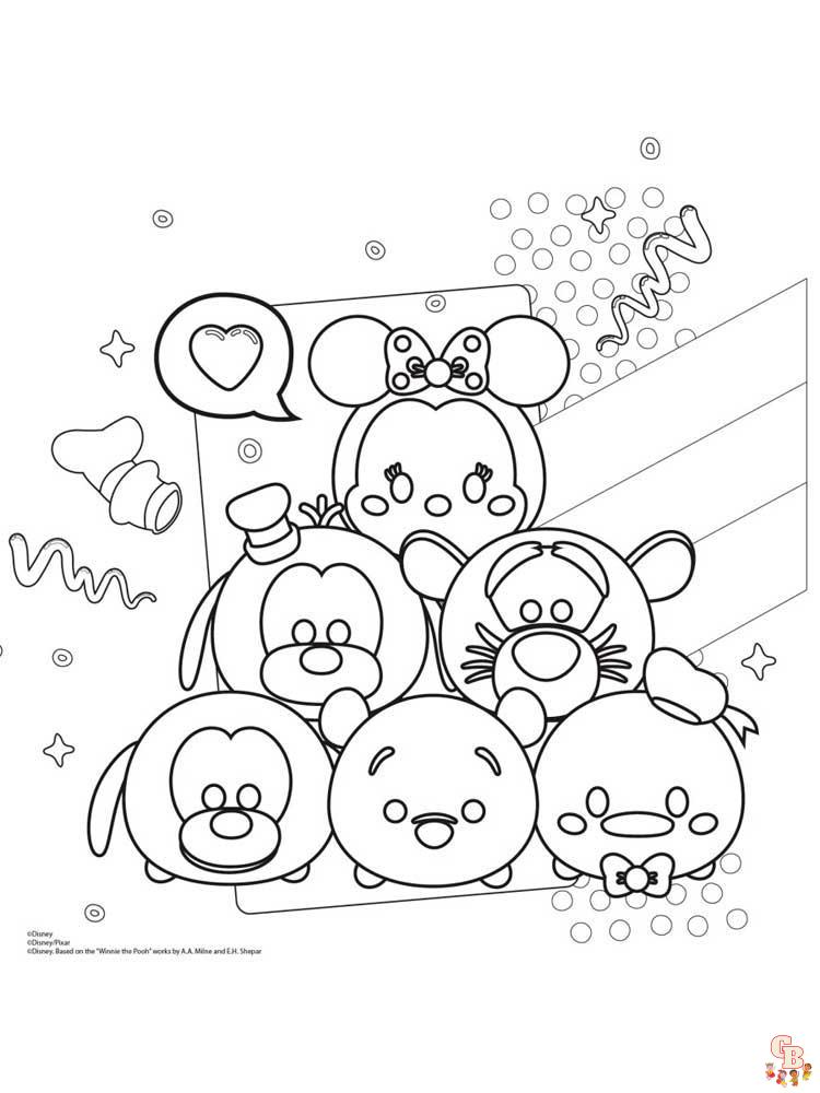 Tsum tsum coloring pages printable for kids