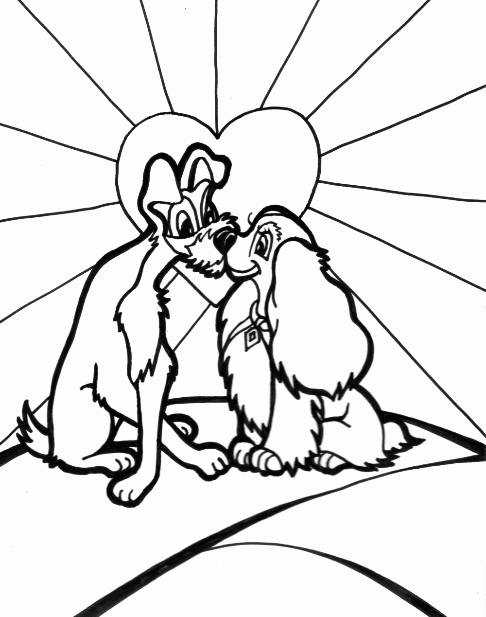 Valentines disney coloring pages