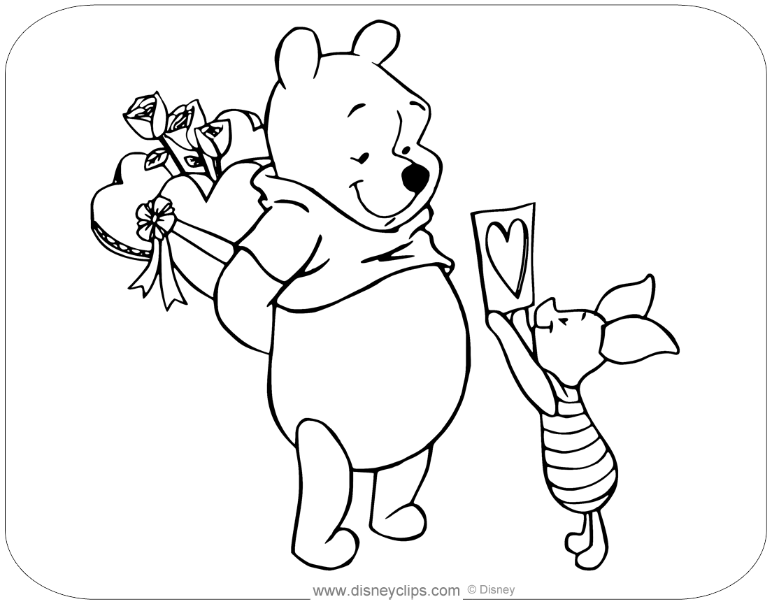 Disney valentines day coloring pages