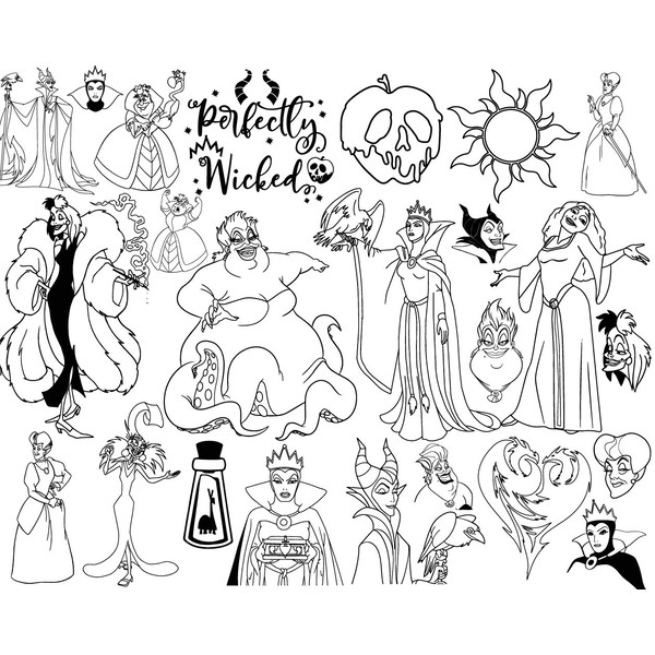 Villains bundle svg disney villains svg villains silhouett