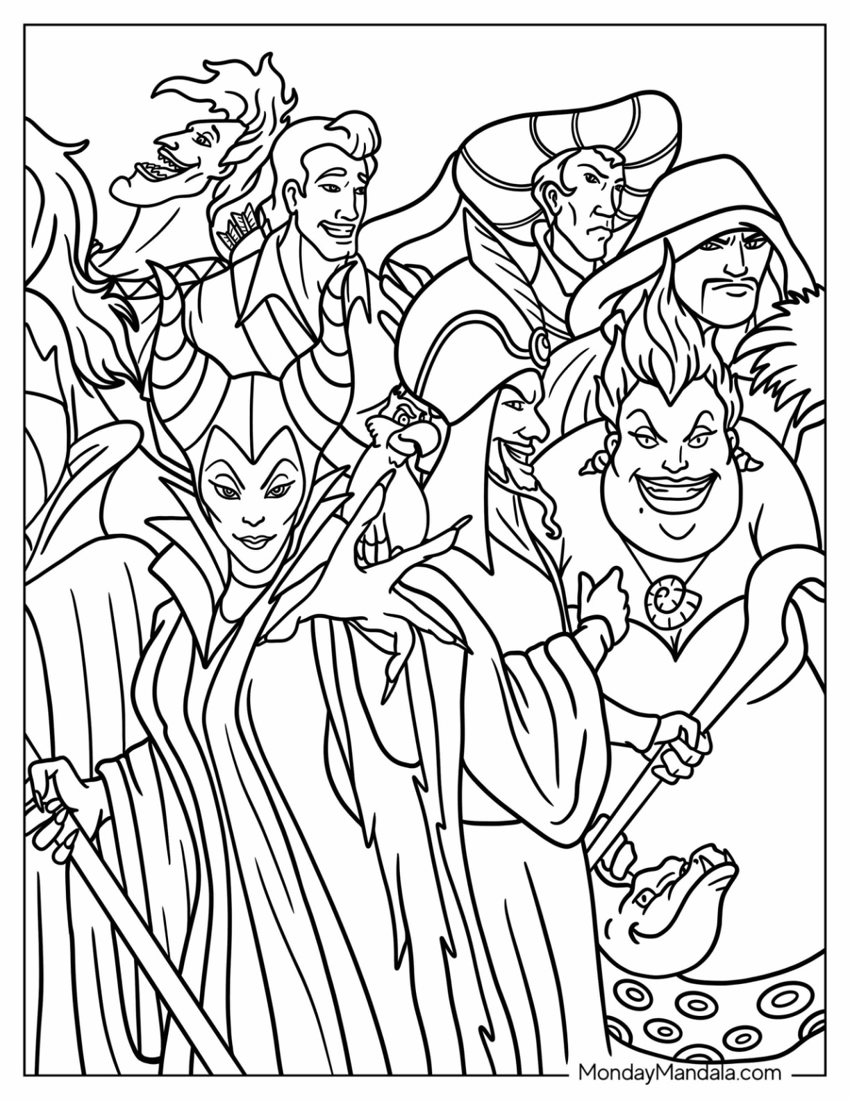 Disney villain coloring pages free pdf printables