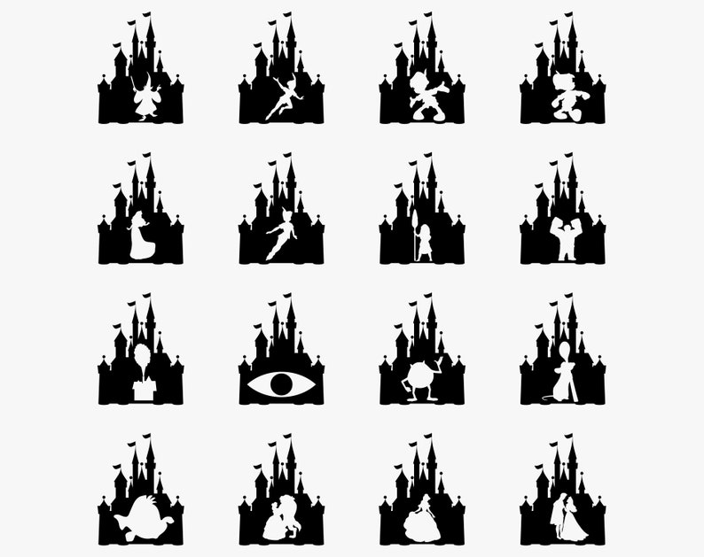 Disney castle silhouettes svg â