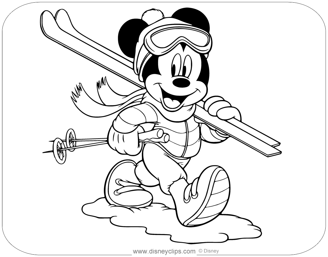 Mickey mouse winter coloring pages