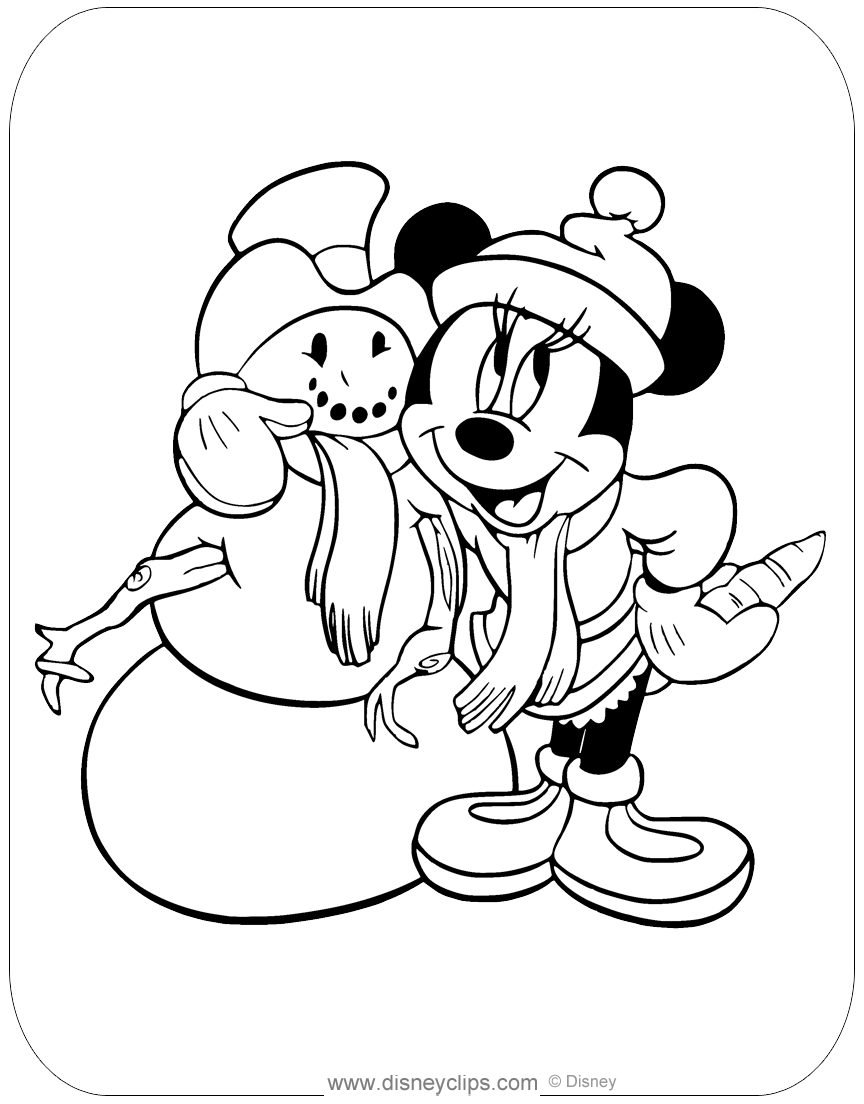 Minnie mouse fall winter coloring pages